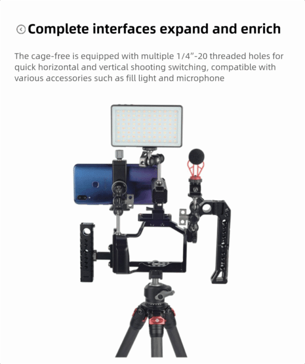Caisi Camera Cage Kit for Canon EOS M5 / M50 with Alai Cold Shoe Top Handle - Image 3